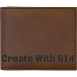 Laserable Leatherette Bi-Fold Wallet w/Flip ID Dark Brown Black | Create With 614