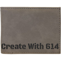 Laserable Leatherette Bi-Fold Wallet w/Flip ID Gray Black | Create With 614