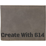 Laserable Leatherette Bi-Fold Wallet w/Flip ID Gray Black | Create With 614