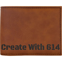 Laserable Leatherette Bi-Fold Wallet w/Flip ID Rawhide Black | Create Wth 614
