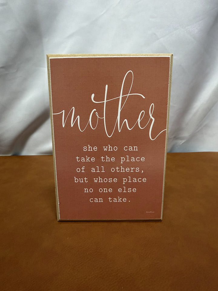 Terracotta wood sign with a heartfelt Mother tribute