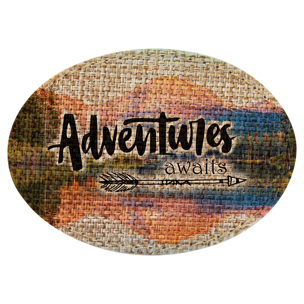Sublimation Burlap Patch Oval 3.5" x 2.5" with Adhesive