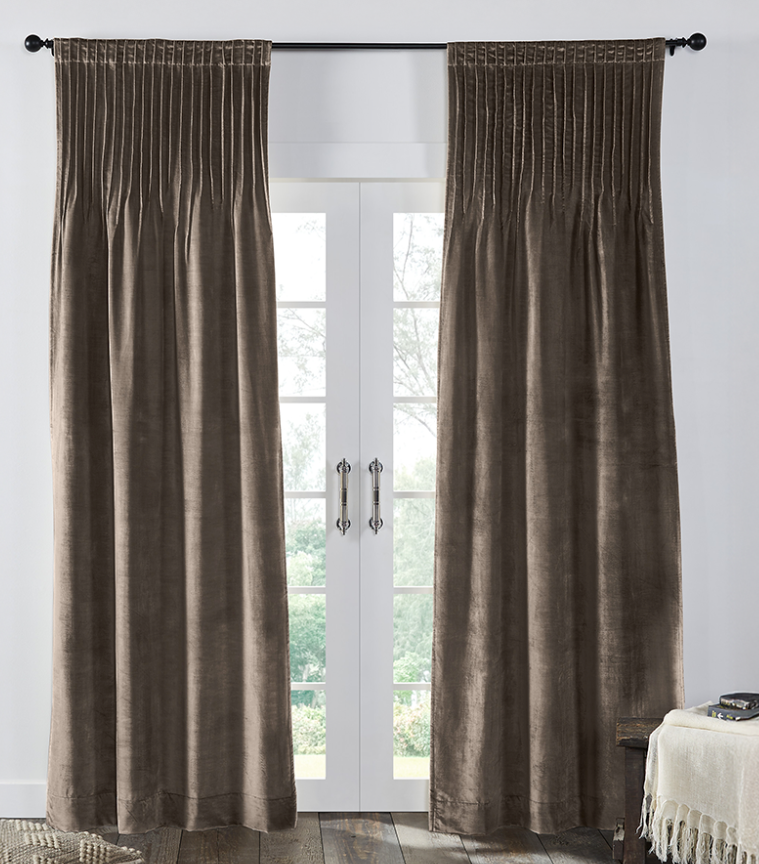 Amity Home Lia Velvet Pleated Curtain Ash Gray