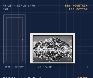 Black & White Mountain Reflection Photography — Black Frame