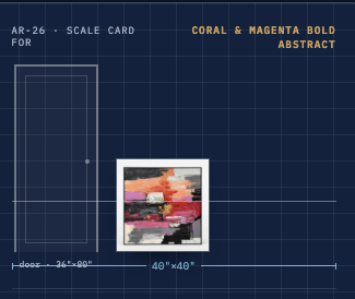 Coral & Magenta Bold Abstract Canvas — Black Frame
