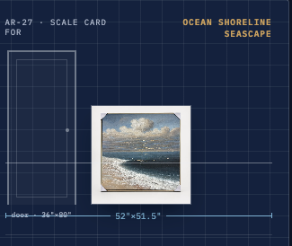 Ocean Shoreline Seascape Oil Painting — Gold Frame