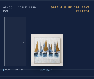 Gold & Blue Sailboat Regatta Canvas — Gold Frame