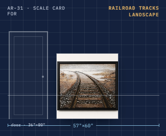 Railroad Tracks Framed Landscape Print — Black Frame