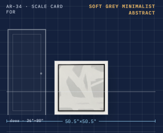Soft Grey Minimalist Abstract Canvas — Black Frame