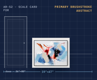 Primary Brushstroke Abstract Canvas — Black Frame