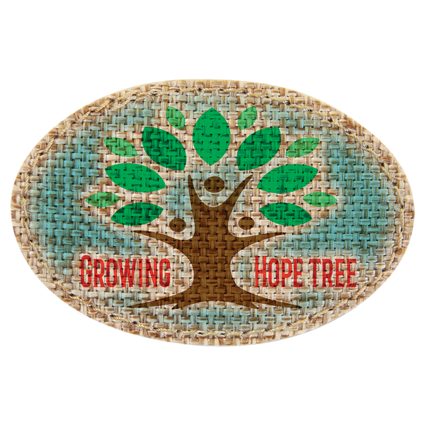 Sublimation Burlap Patch Oval 2" x 3" with Adhesive