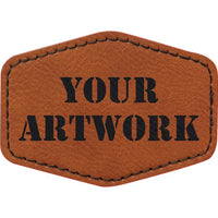 Custom 3.5" x 2.5" Laserable Leatherette Hexagon Patch with Adhesive