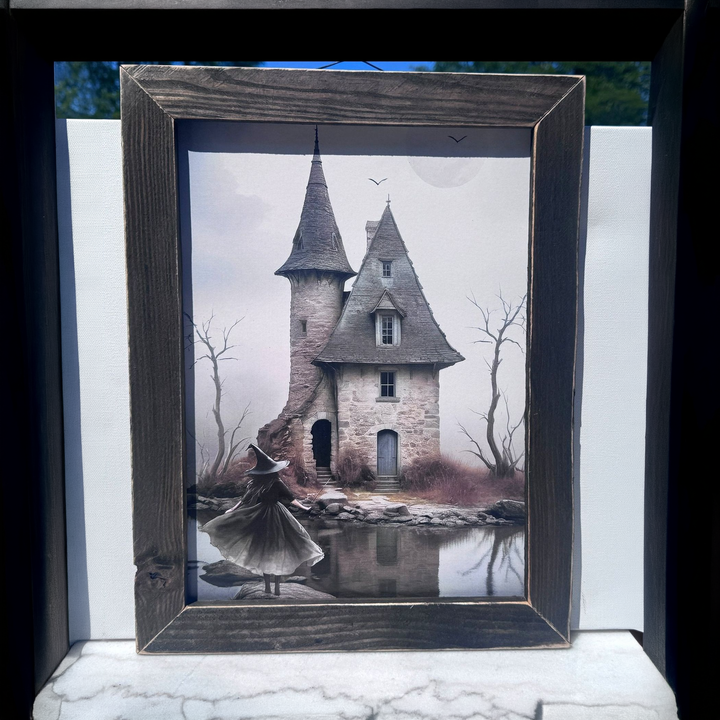 Haunted House by the Lake Framed Print - square with extended background