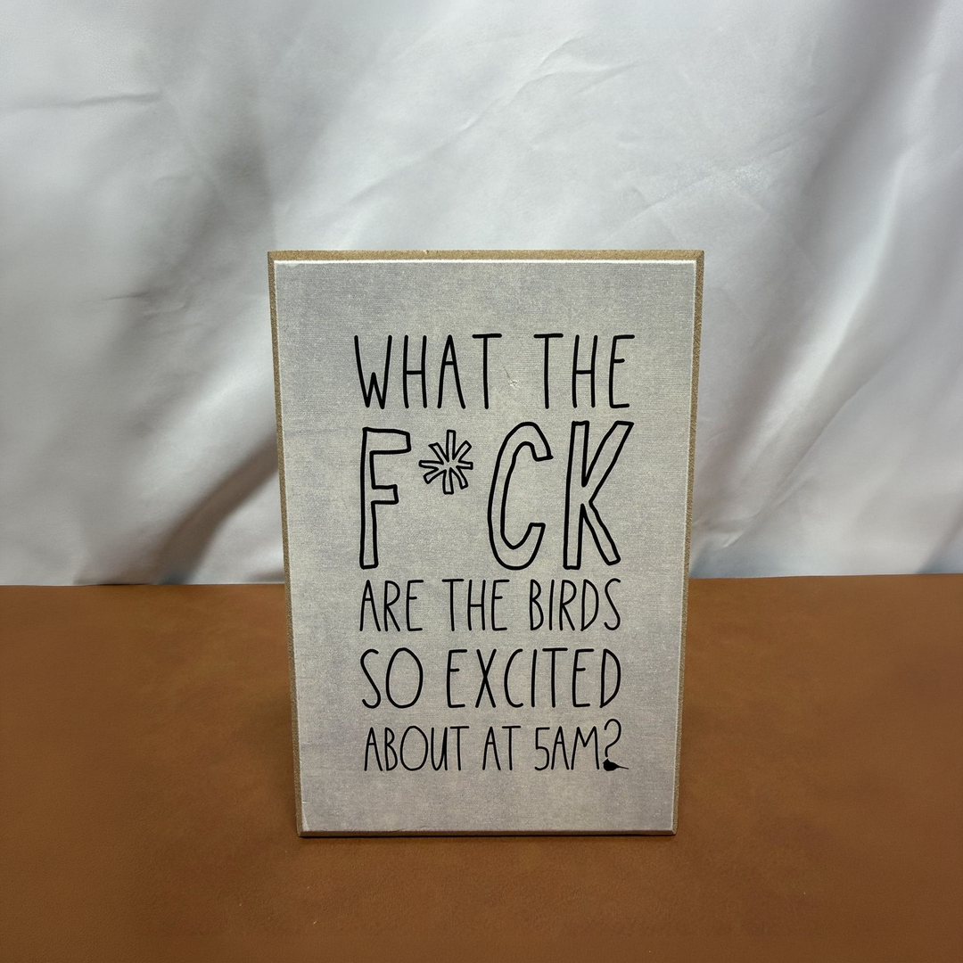 5AM Birds Sarcastic Shelf Sitter - square with extended background