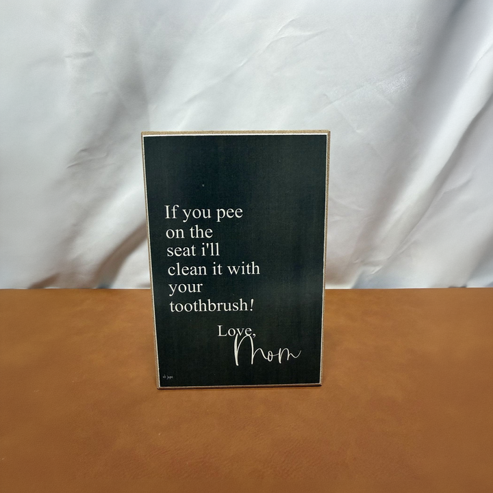 Love, Mom Bathroom Shelf Sitter - square with extended background