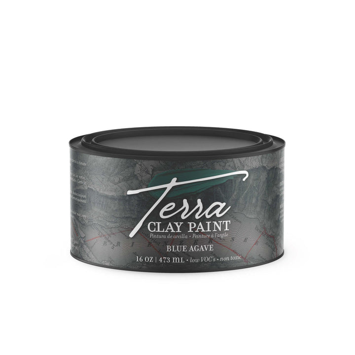 Closed 16 oz. container of Dixie Belle Blue Agave Terra Clay Paint