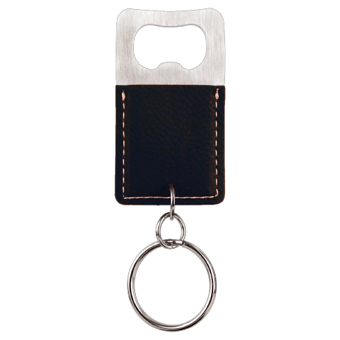 Bottle Opener Keychain Laserable Leatherette Rectangle