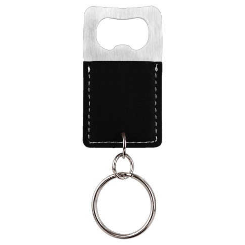 Bottle Opener Keychain Laserable Leatherette Rectangle