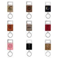 Bottle Opener Keychain Laserable Leatherette Rectangle
