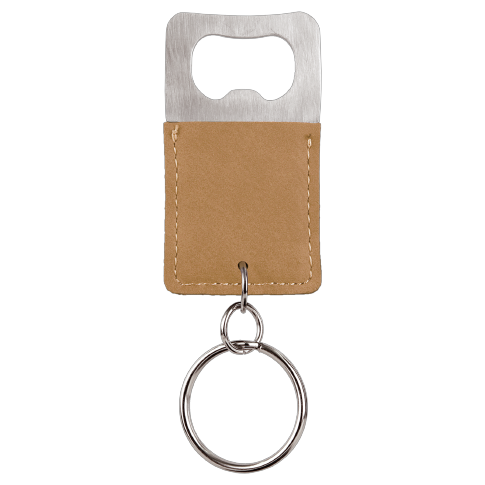 Bottle Opener Keychain Laserable Leatherette Rectangle