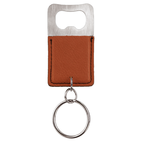 Bottle Opener Keychain Laserable Leatherette Rectangle