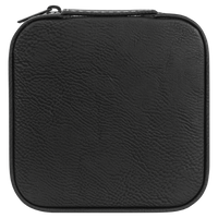 A black laserable leatherette engravable jewelry box with a soft velvet interior. Perfect for storing and organizing your favorite jewelry pieces.