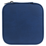 A blue laserable leatherette engravable jewelry box with a soft velvet interior. Perfect for storing and organizing your favorite jewelry pieces.
