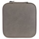 A gray laserable leatherette engravable jewelry box with a soft velvet interior. Perfect for storing and organizing your favorite jewelry pieces.