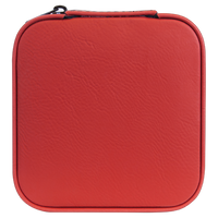 A red laserable leatherette engravable jewelry box with a soft velvet interior. Perfect for storing and organizing your favorite jewelry pieces.