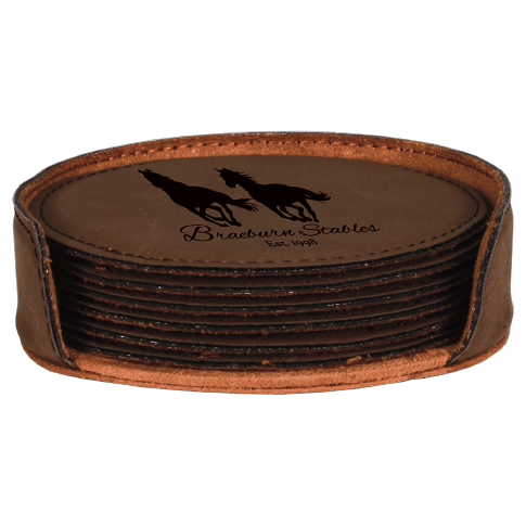 Round Laserable Leatherette 4" Coaster Set (and replacement singles)