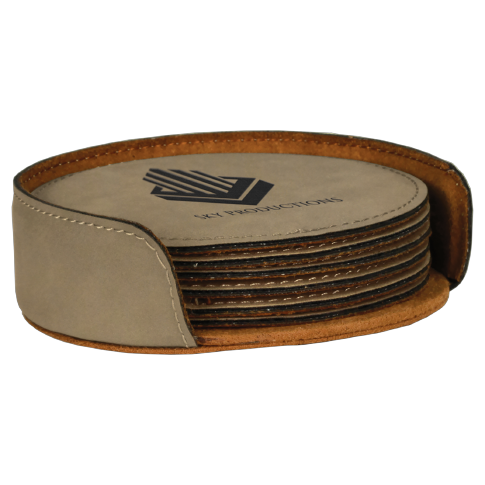 Round Laserable Leatherette 4" Coaster Set (and replacement singles)