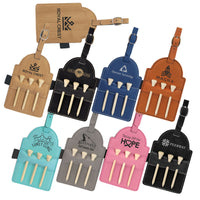 Golf Bag Tag Laserable Leatherette with 3 Wooden Tees