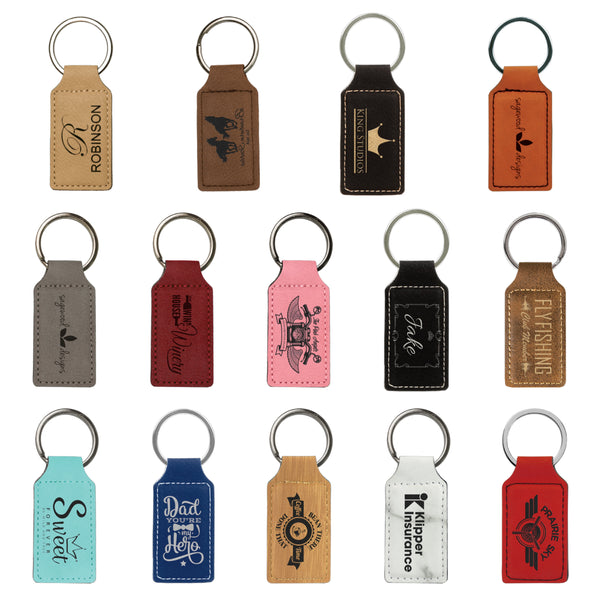 Keychain Rectangle Laserable Leatherette