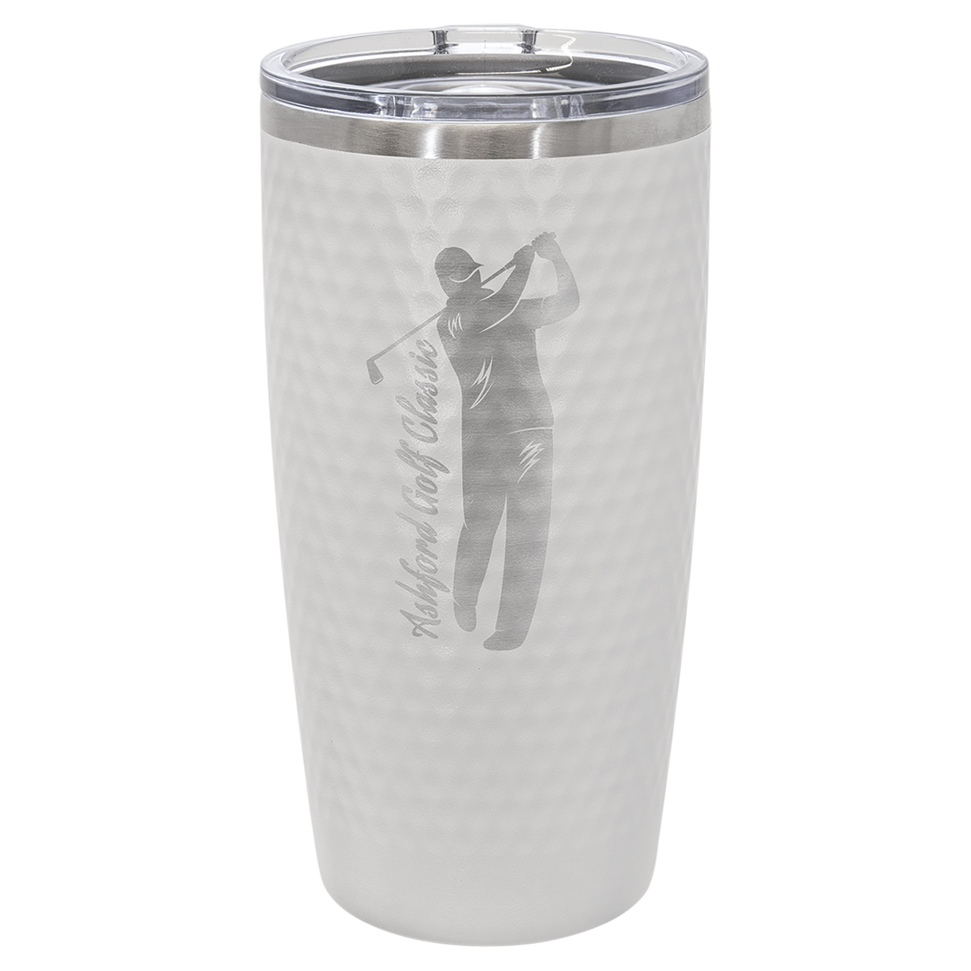 Golf Tumbler Dimpled White w/ Slider Lid