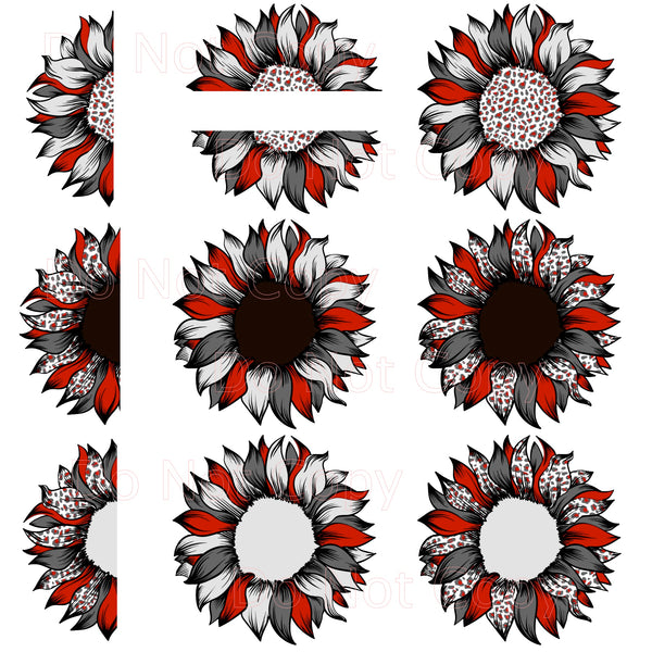 Red and Gray Sunflower - Digital File ONLY