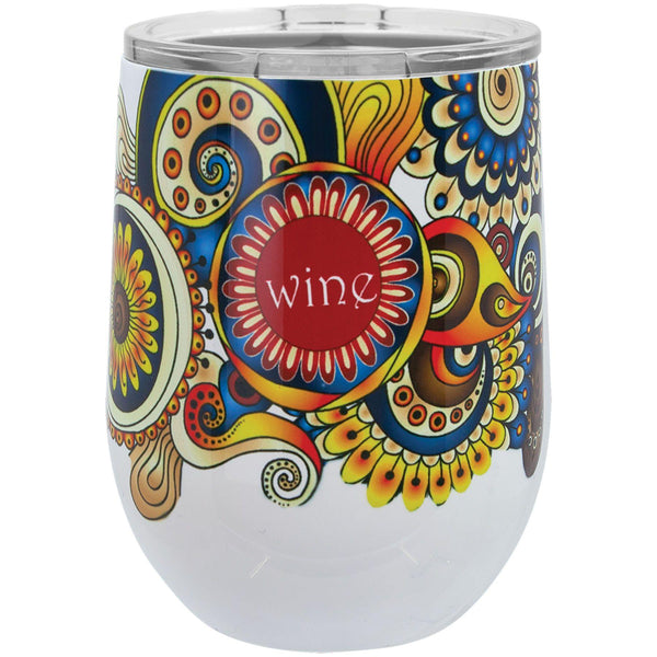 12 oz Wine Tumbler with Lid, Double Wall Vacuum Insulated Stemless Glass, ( White) (Pack of 1) 