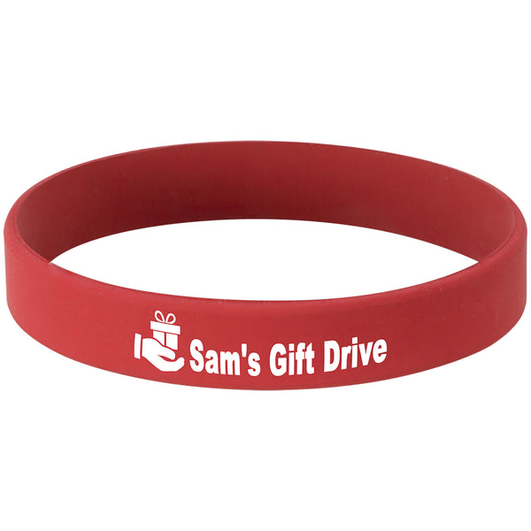 Solid color red - blank rubber wristband - Adult 8