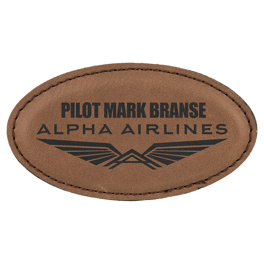 Name Tag Blank Laserable Leatherette Oval with Magnet 3 1/4" x 1 3/4"