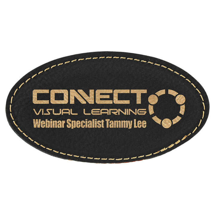 Name Tag Blank Laserable Leatherette Oval with Magnet 3 1/4" x 1 3/4"