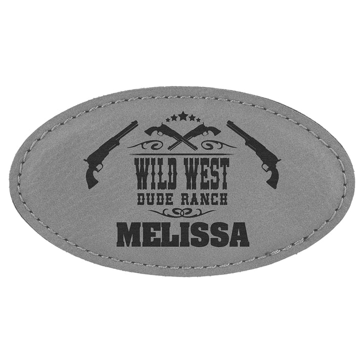 Name Tag Blank Laserable Leatherette Oval with Magnet 3 1/4" x 1 3/4"