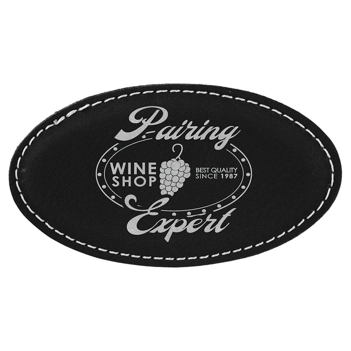 Name Tag Blank Laserable Leatherette Oval with Magnet 3 1/4" x 1 3/4"
