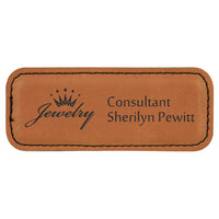 Name Tag Blank Laserable Leatherette Rectangle with Magnet 3 1/4" x 1 1/4"