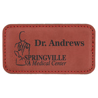 Name Tag Blank Laserable Leatherette Rectangle with Magnet  3 1/4" x 1 3/4"