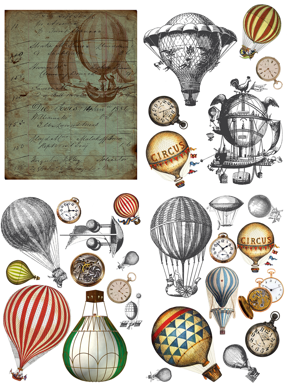 Dixie Belle Transfer - Hot Air Balloons & Clocks - Create With 614